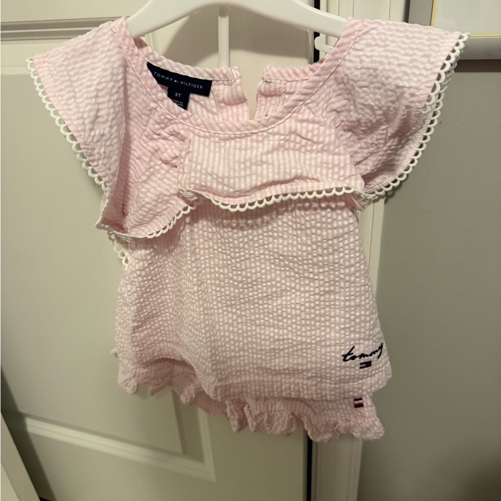 Tommy Hilfiger Pink Ruffled Knit Blouse